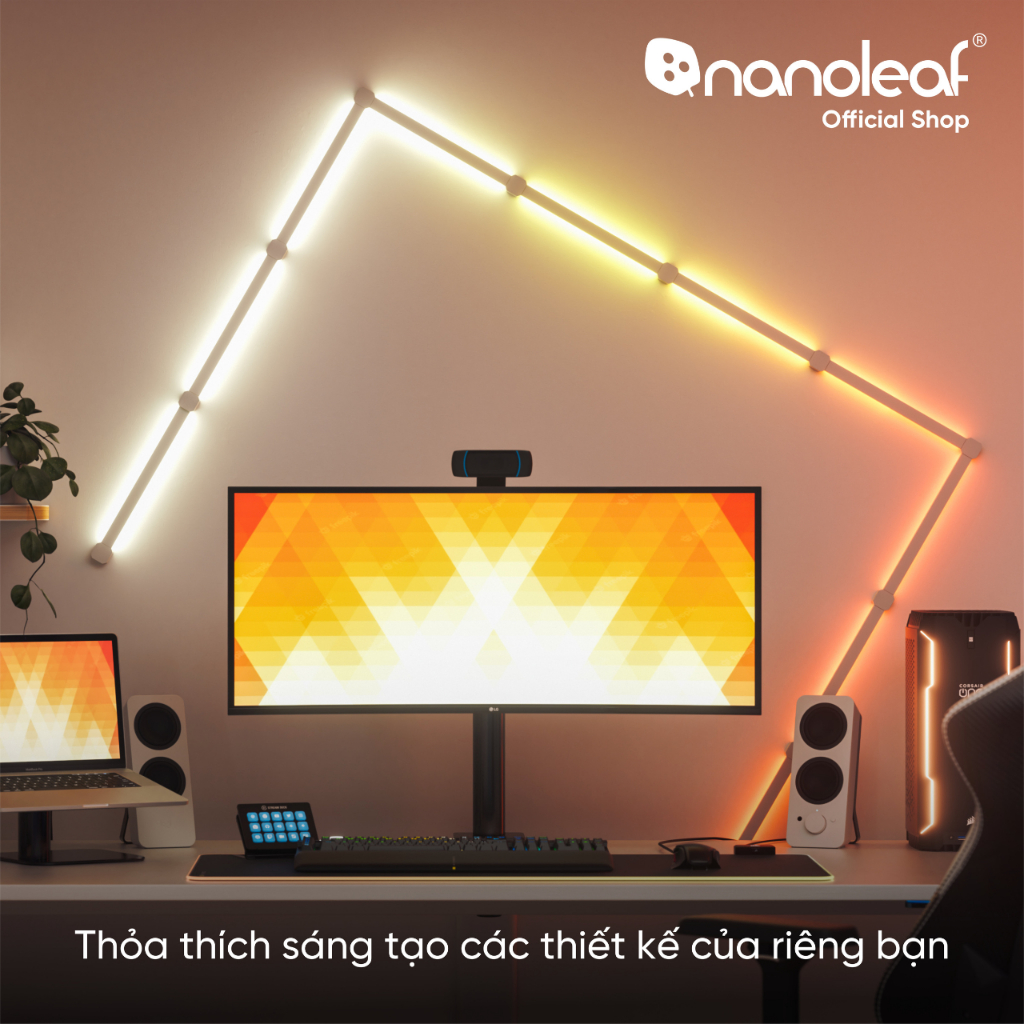 Đèn LED RGB lắp ghép thông minh Nanoleaf Lines Squared 3 thanh đèn ( Bộ mở rộng )