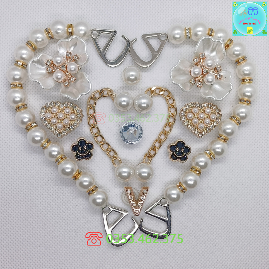 Bộ Sticker Gấu Teddy Trắng Trang Trí Dép Cross Sticker, Jibbitz, Charm 3D Trang Trí Dép Sục, Gắn Dép Cross Sẵn Nút Gắn