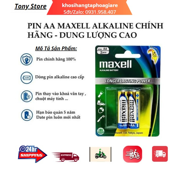 Pin AA Maxell ALKALINE Chính Hãng Vỉ 2 Viên LR03(GD)2B Gắn Đồ Chơi, Đồng Hồ Treo Tường ...