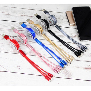 Cáp sạc type-c 3 trong 1 thu gọn được cho điện thoại android phone