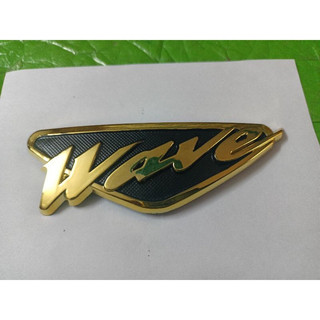 Bộ lô gô nổi dán mặt nạ trứớc xe Wave crôm vàng hàng nhập Thái Lan