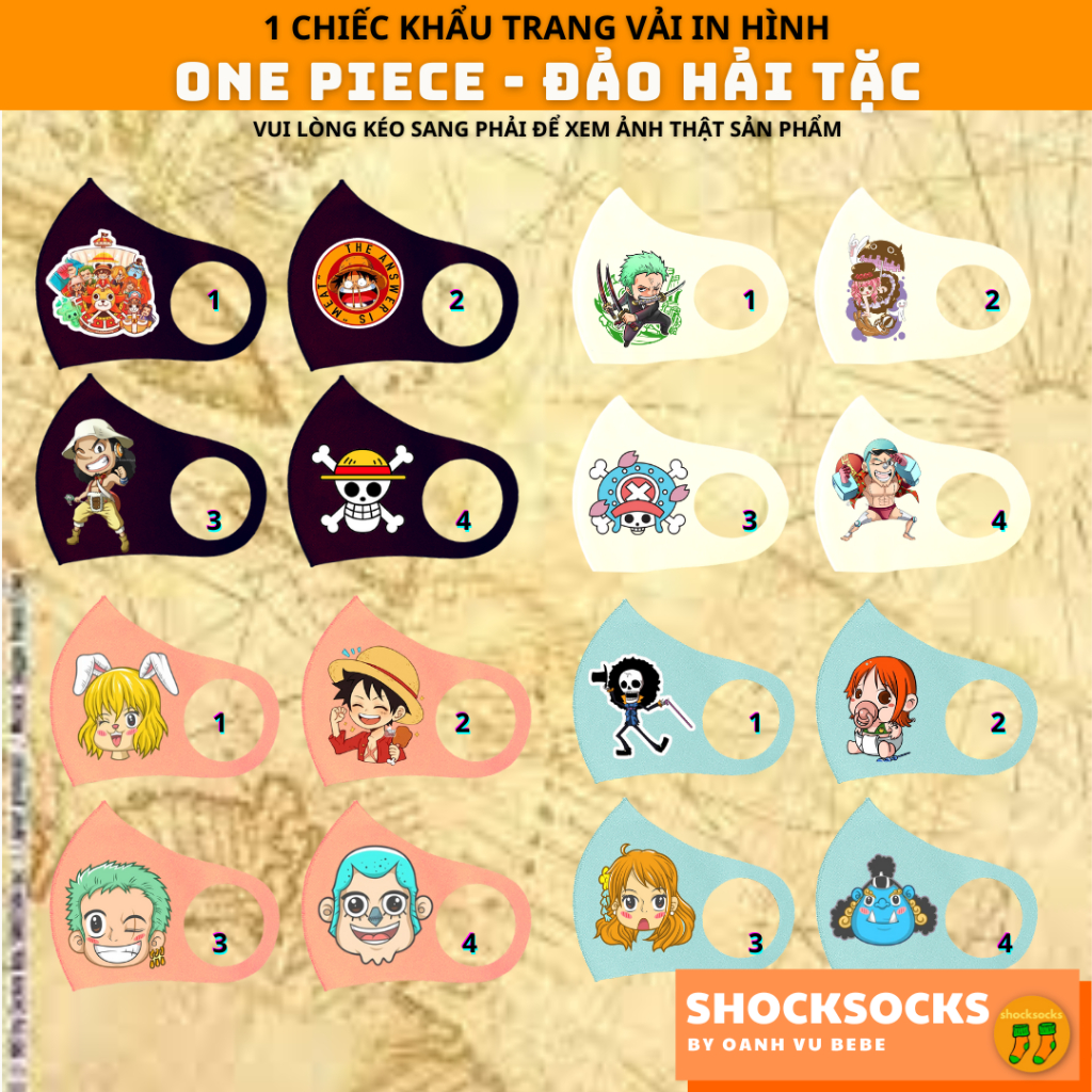 1 cái khẩu trang vải họa tiết One Piece