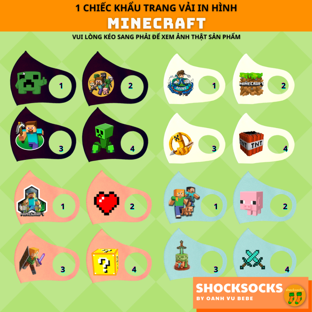 1 chiếc khẩu trang vải - Minecraft