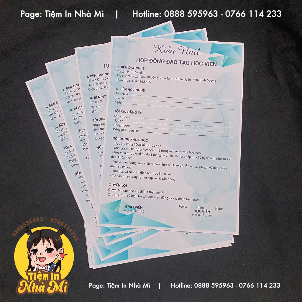 Hợp đồng đào tạo nghề Nail / Salon / Spa