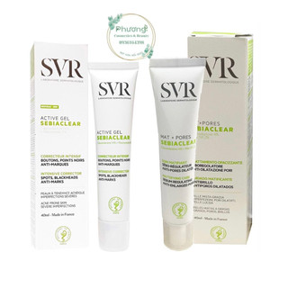 Kem giảm mụn, ngừa thâm svr active gel sebia clear & kem dưỡng kiềm dầu svr sebiaclear mat + pores