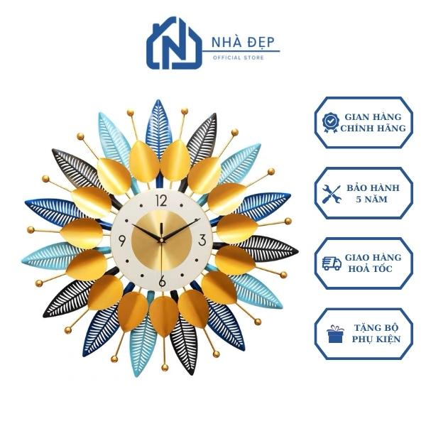 Đồng Hồ Treo Tường Trang Trí Decor Kim Trôi Nghệ Thuật Đẹp Hoa Cúc Treo Phòng Khách Phòng Ngủ