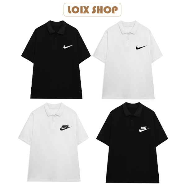 Áo polo Nike Hàng Cao Cấp thoáng mát form rộng tay lỡ unisex nam nữ tee cổ bẻ basic LOIX