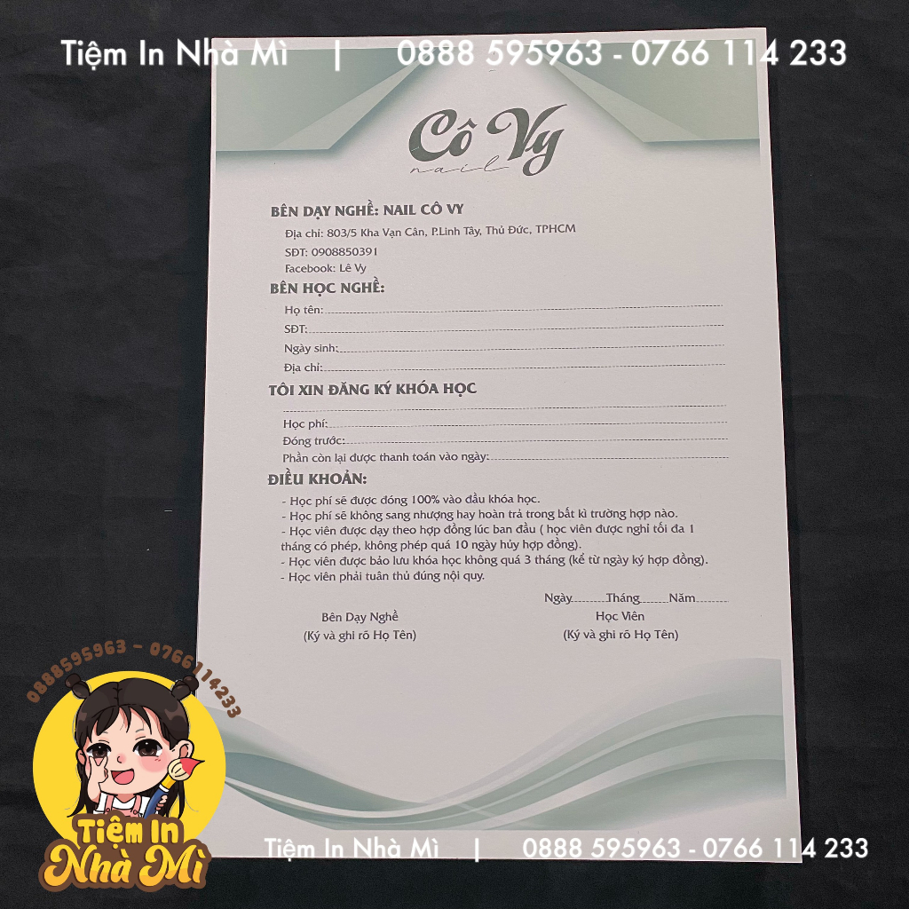 Hợp đồng đào tạo nghề Nail / Salon / Spa