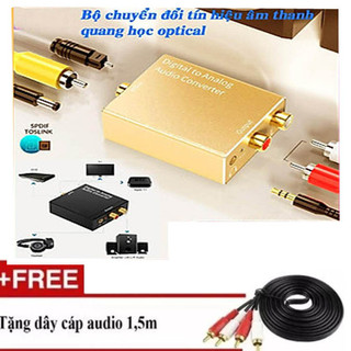 Bộ chuyển âm thanh ngõ ra TV 4K optical to audio AV ra amply + cáp optical , Dây nguồn , Cáp AV 4 Đầu