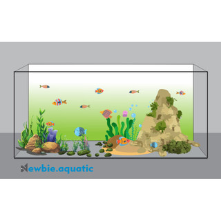 Tranh dán hồ cá 3D - Decal dán bể cá kiểu Green Grass