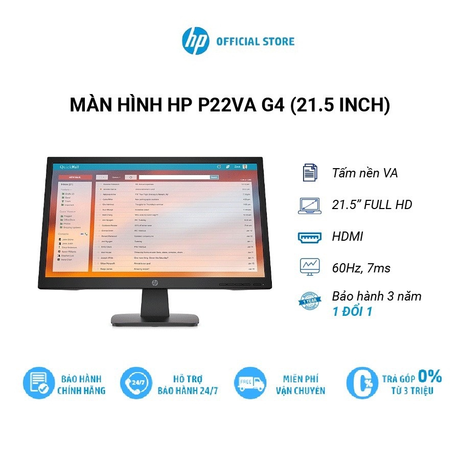 Màn hình HP 21.5 inch FHD 60Hz P22va G4 453D2AA