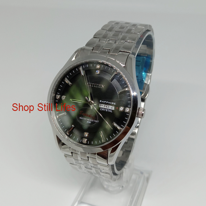 đồng hồ nam citizen-678a máy nhật mặt đen kim bạc