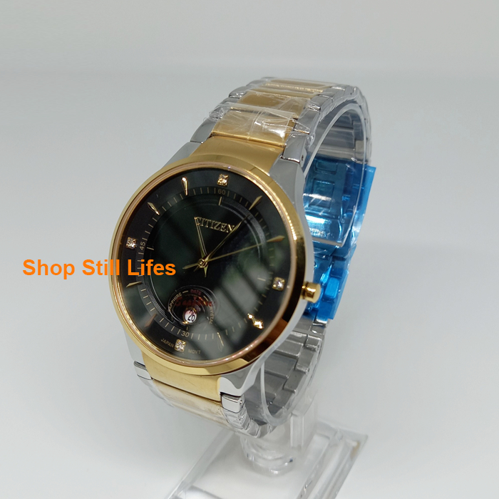 đồng hồ nam citizen-679czdv máy nhật mặt đen kim vàng
