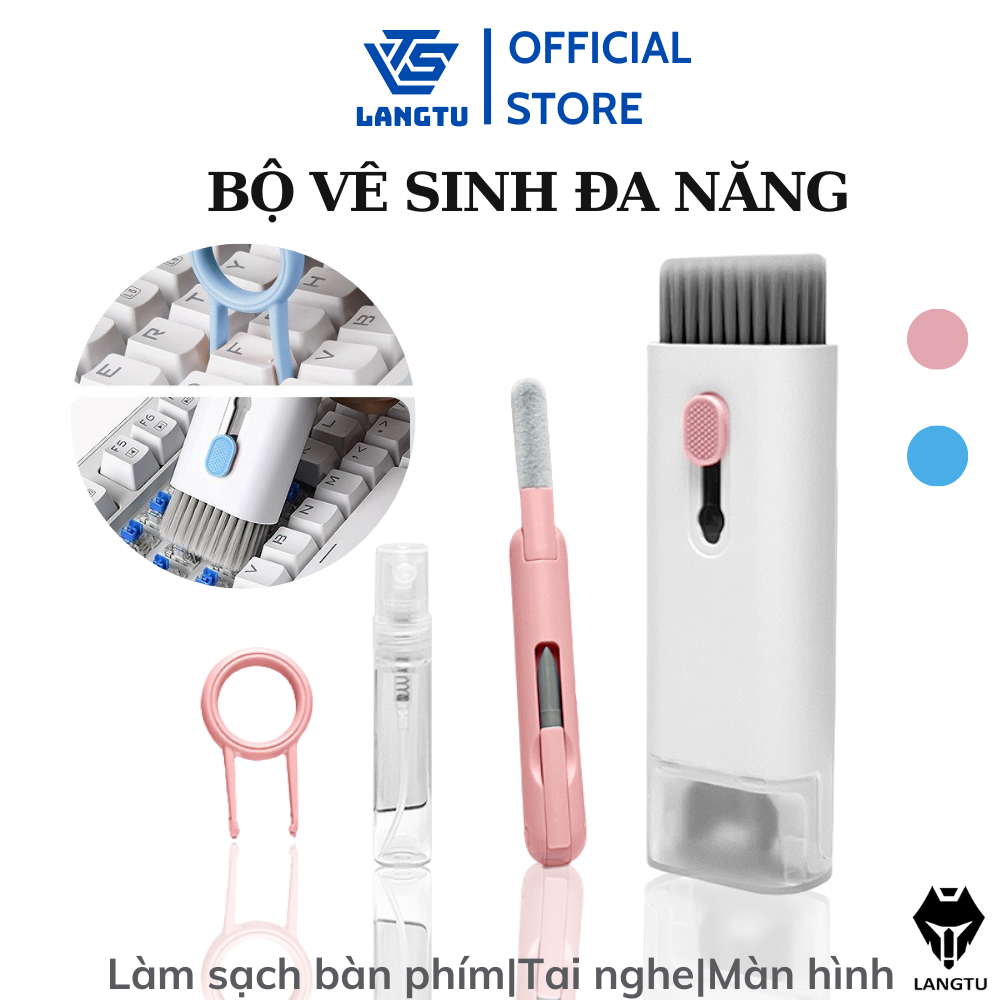 Bộ Chổi Vệ Sinh Lau Quét Bàn Phím Tai Nghe Màn Hình Laptop 7in1 Đa Năng Có Keypuller Tiện Lợi LT09