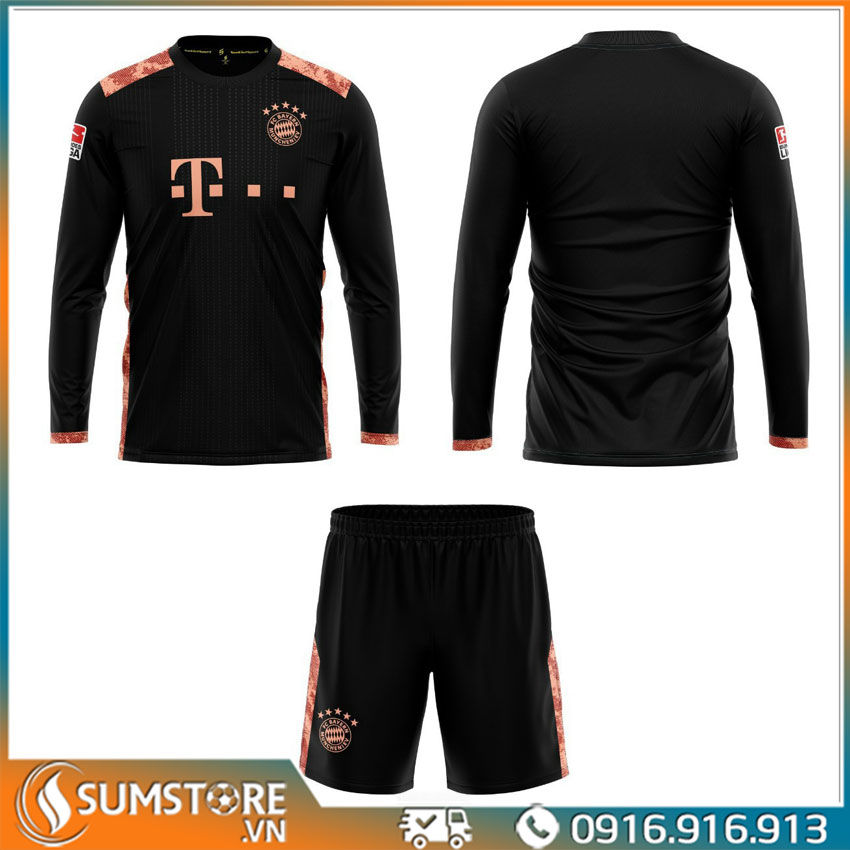 Bộ quần áo đá bóng CLB Bayern Munich Đen Dài Tay - Đồ đá banh