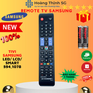 Remote điều khiển tivi samsung aa59-00594a, điều khiển tv samsung các dòng tivi smart/led/lcd - tặng kèm pin
