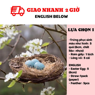 Combo Trứng Phục Sinh Và Ổ Rơm Trang Trí Lễ Phục Sinh - Easter Egg and Nest Set For Easter Decorations LPS05