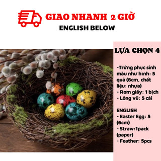 Combo Trứng Phục Sinh Và Ổ Rơm Trang Trí Lễ Phục Sinh - Easter Egg and Nest Set For Easter Decorations LPS05