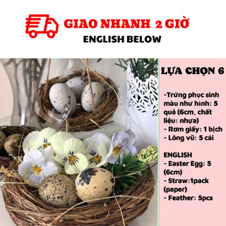Combo Trứng Phục Sinh Và Ổ Rơm Trang Trí Lễ Phục Sinh - Easter Egg and Nest Set For Easter Decorations LPS05