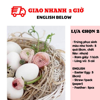 Combo Trứng Phục Sinh Và Ổ Rơm Trang Trí Lễ Phục Sinh - Easter Egg and Nest Set For Easter Decorations LPS05