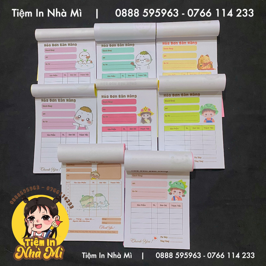 Hoá đơn bán lẻ hoạ tiết đáng yêu 1 liên