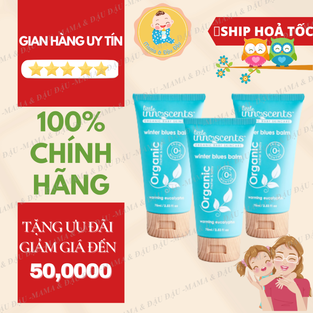 [Úc]Kem bôi LITTLE INNOSCENTS ORGANIC 75ML làm ấm ngực giữ ấm cho bé từ sơ sinh