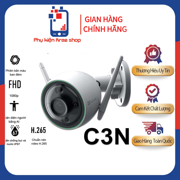 Camera wifi ezviz ngoài trời c3n 2.0mp 1080p có màu ban đêm