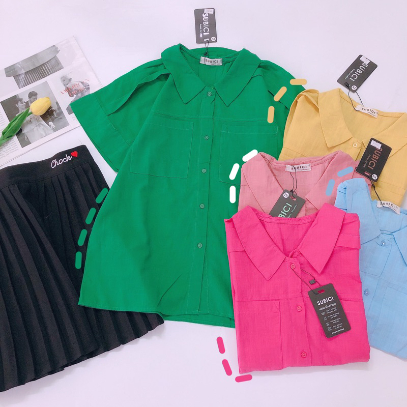 Áo Kiểu Cổ Lá Nhọn Vải Kate Tay Liền - Jancaroshop