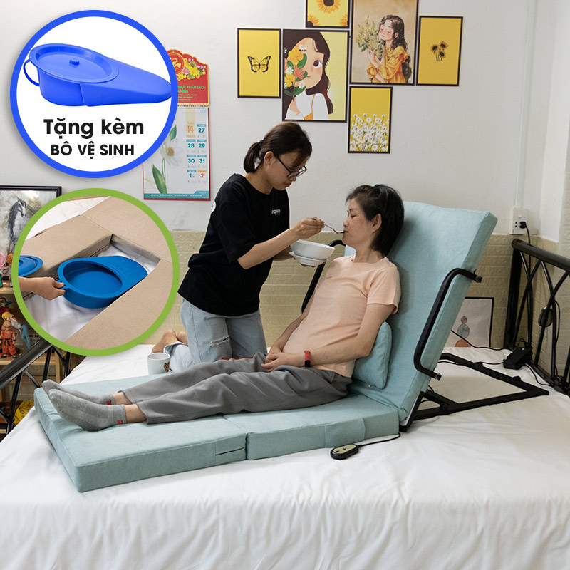 MB360 PLUS XANH- Bục tựa lưng, ghế tựa lưng cho người bệnh - hỗ trợ nâng đỡ người già, người bệnh, bị liệt, tai biến