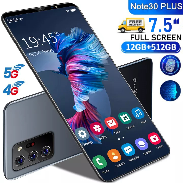 Điện thoại di động Galaxy Note30 Ultra 5G hoàn toàn mới 12GB/512GB chơi game màn hình lớn camera HD phiên bản 2023