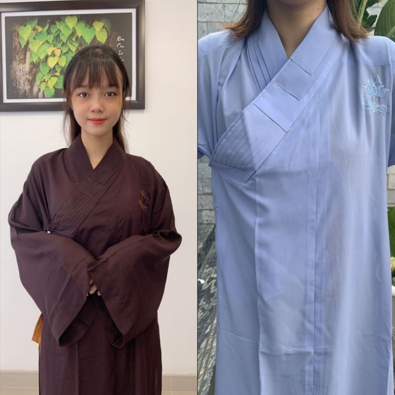 ĐỒ LAM ĐI CHÙA - ÁO TRÀNG NAM NỮ CỔ ĐÀI LOAN THÊU SEN VẢI SILK