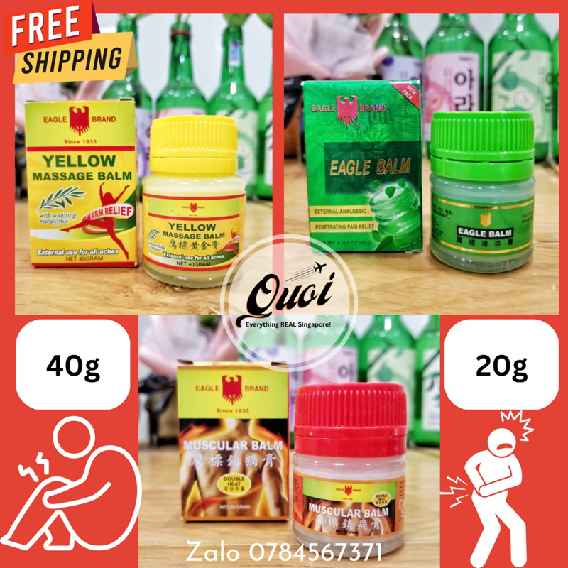 - Dầu cù là Hiệu Con Ó - Eagle Brand Oil 20g/40g - đỏ/vàng/xanh - chuyên hỗ trợ nhức mỏi, căng cơ