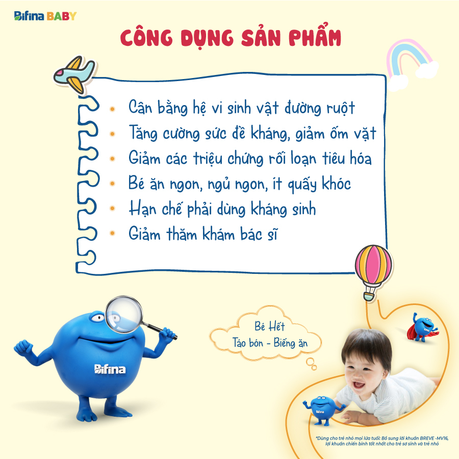 Bifina Baby Nhật Bản - 1 gói (không có hộp) - Phòng ngừa biến chứng cho trẻ sinh non, sinh mổ, dùng sữa công thức