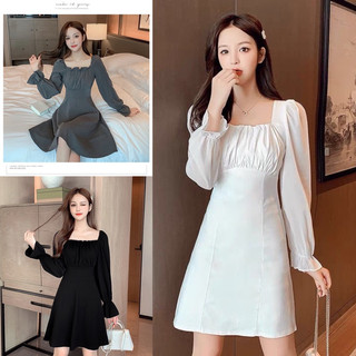 Đầm nữ cổ vuông YSUN, đầm kiểu tay xoè dáng suông chất mềm mát D008