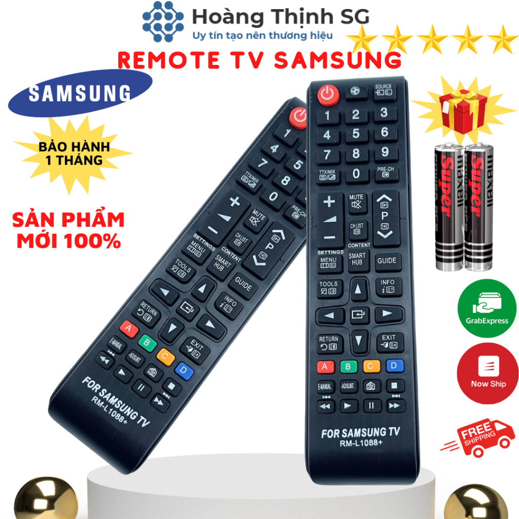 Remote điều khiển tivi Samsung RM-L1088, điều khiển TV SamSung các dòng tivi Smart AA59-00607A/LED/LCD - Tặng kèm pin