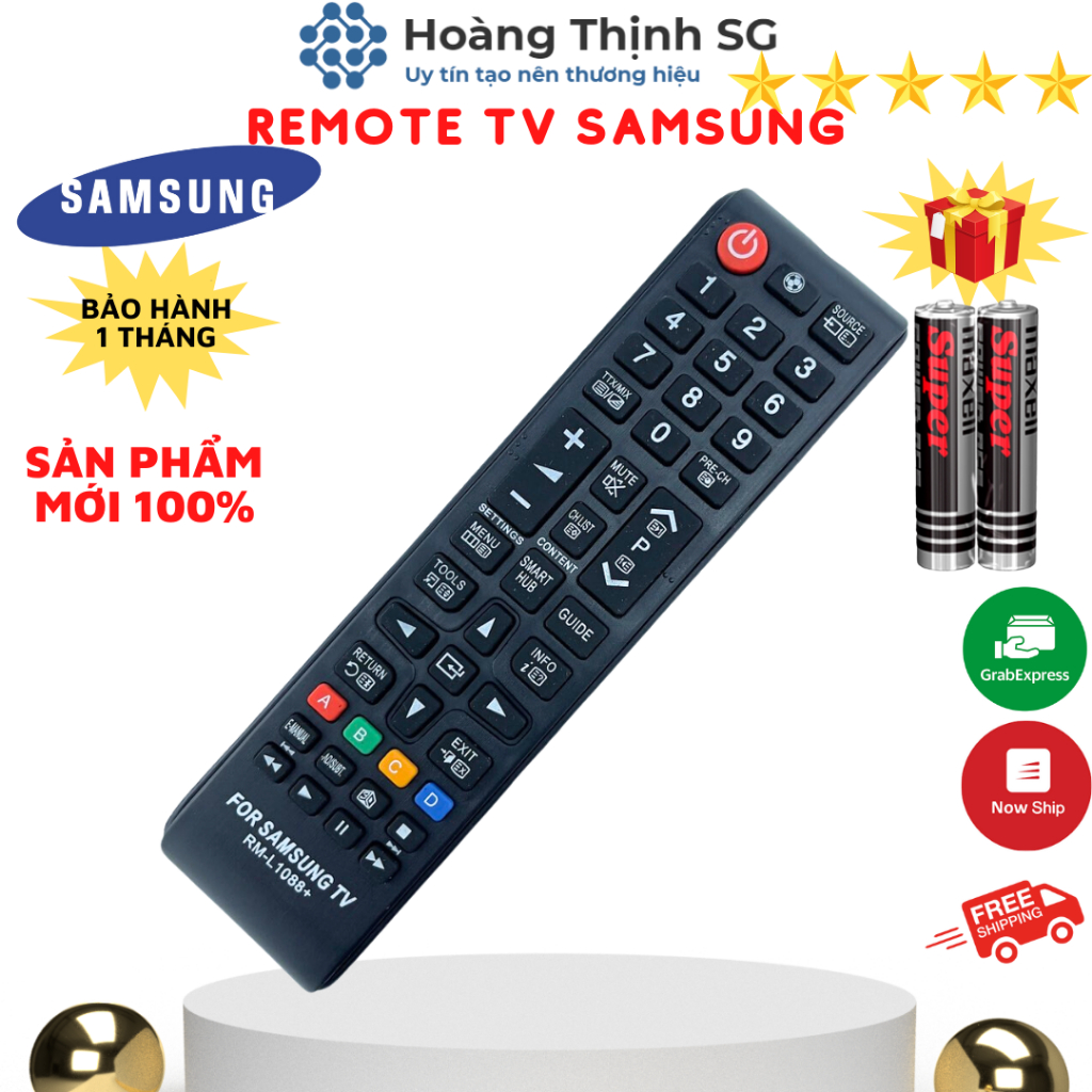 Remote điều khiển tivi Samsung RM-L1088, điều khiển TV SamSung các dòng tivi Smart AA59-00607A/LED/LCD - Tặng kèm pin