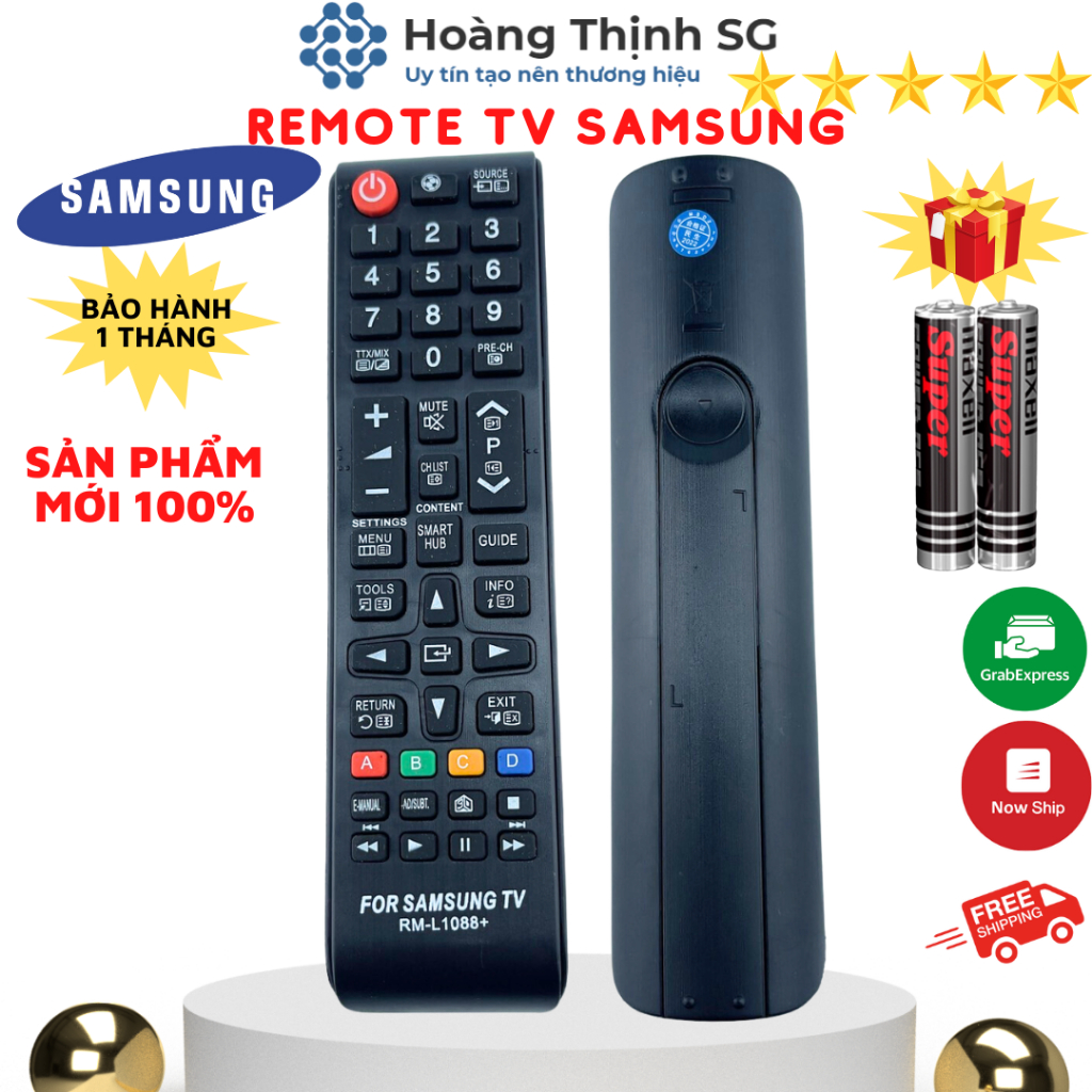 Remote điều khiển tivi Samsung RM-L1088, điều khiển TV SamSung các dòng tivi Smart AA59-00607A/LED/LCD - Tặng kèm pin