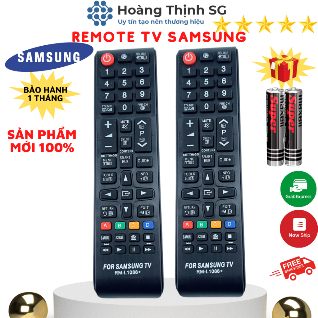 Remote điều khiển tivi Samsung RM-L1088, điều khiển TV SamSung các dòng tivi Smart AA59-00607A/LED/LCD - Tặng kèm pin
