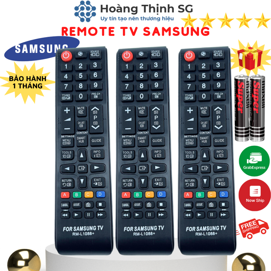 Remote điều khiển tivi Samsung RM-L1088, điều khiển TV SamSung các dòng tivi Smart AA59-00607A/LED/LCD - Tặng kèm pin