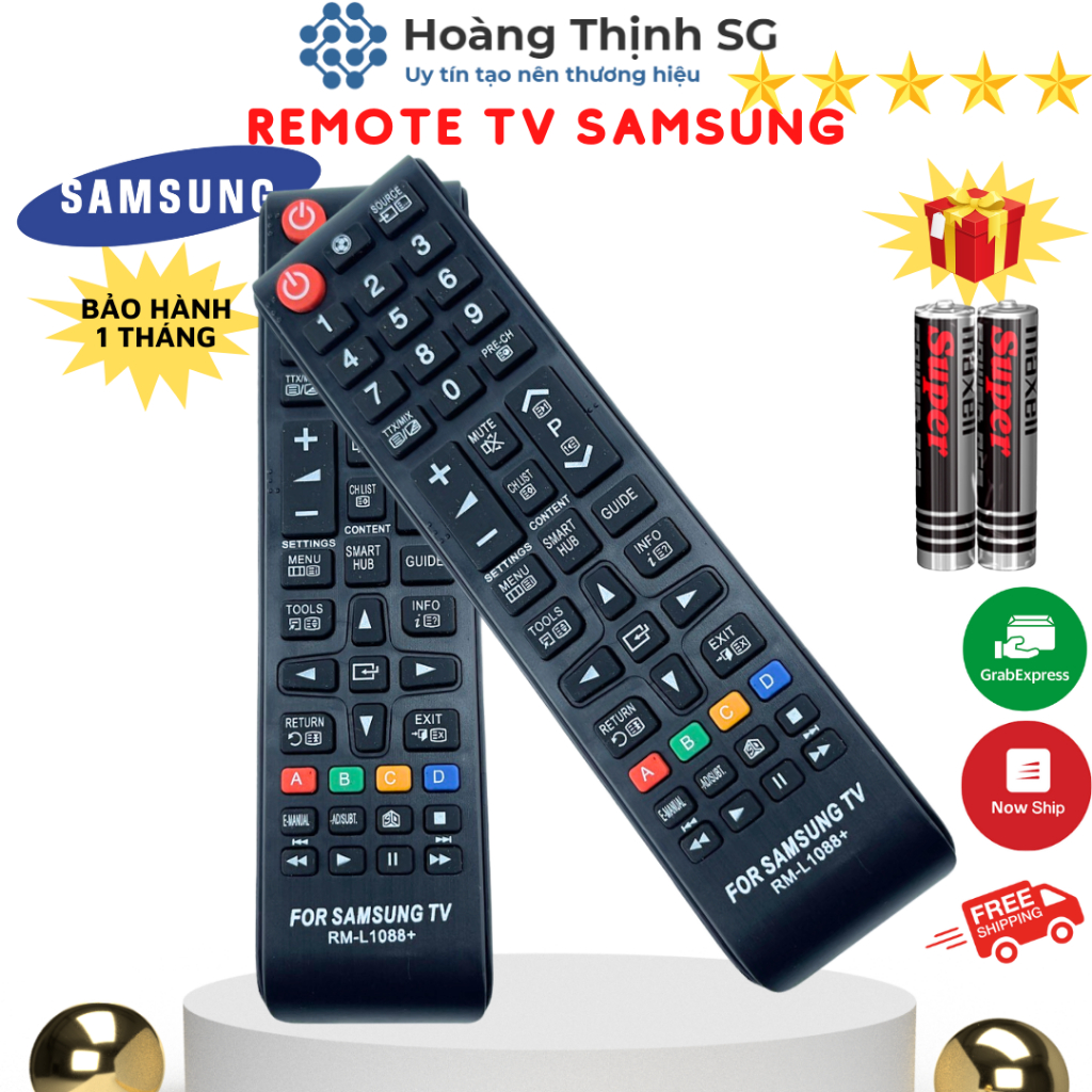 Remote điều khiển tivi Samsung RM-L1088, điều khiển TV SamSung các dòng tivi Smart AA59-00607A/LED/LCD - Tặng kèm pin