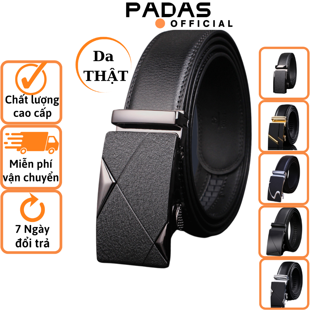 Thắt lưng nam cao cấp PADAS, dây nịt nam cao cấp dây lưng nam da bò thật khoá tự động