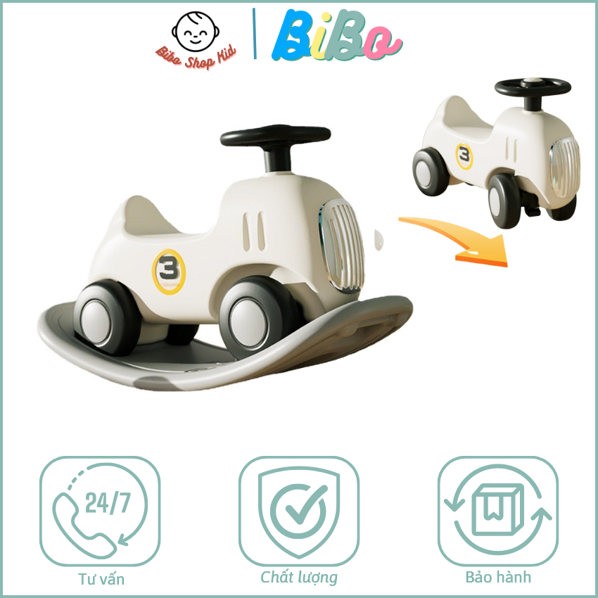Bập bênh kiêm xe chòi chân cho bé hình ô tô 2 trong 1 đa năng có phát nhạc, xe chân ô tô cao cấp - MK23019