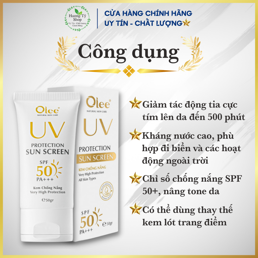 Kem Chống Nắng Olee Toàn Thân Chống Nắng Cực Cao SPF 50+ Tự Nhiên