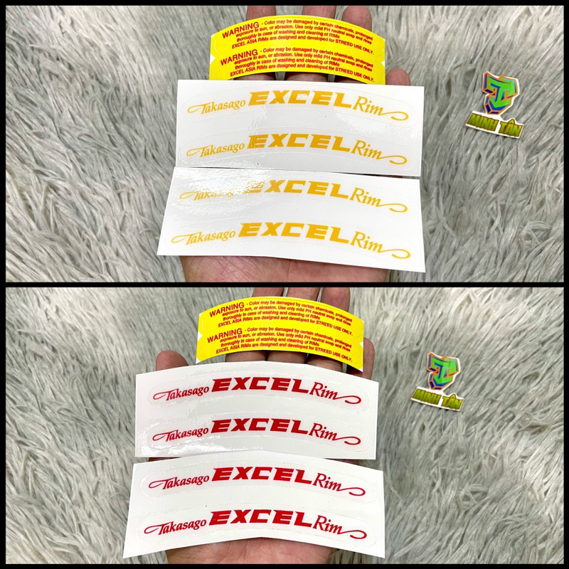 Tem Mâm viền bánh xe Excel Rim ( 1 bộ 6 tem 4 tem Excel + 2 tem Warning)