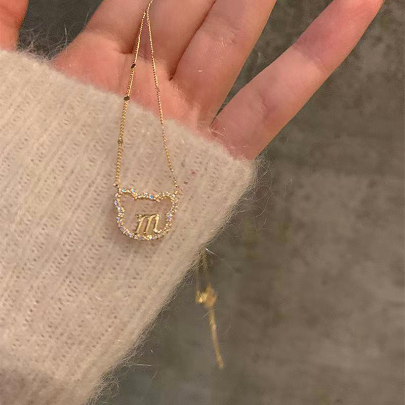 Dây chuyền mặt hình gấu đính đá zircon kiểu dáng dễ thương cho nữ