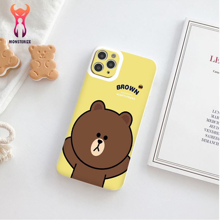 ỐP IPHONE cạnh vuông BVC hình gấu đầu to ip 7 8 Plus 6 6s Plus 11 13 12 14 Pro MAX XR X XS MAX - ng3