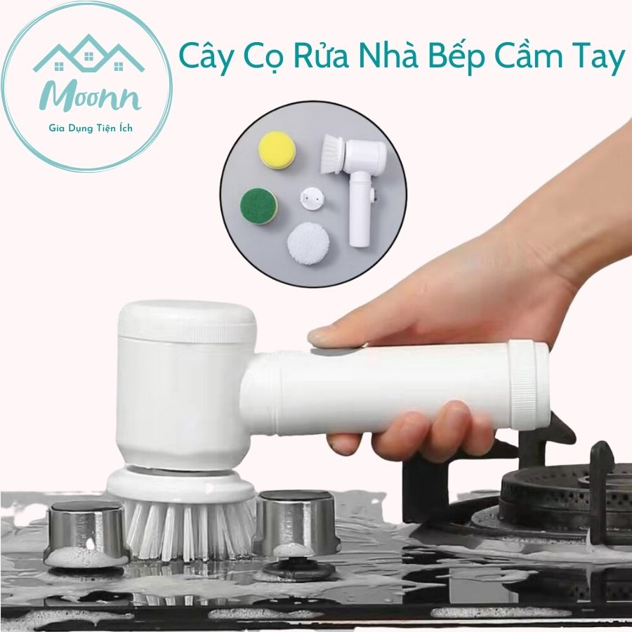 Máy Cọ Rửa Nhà Bếp Đa Năng Cầm Tay, Bàn Chải Vệ Sinh Nhà Tắm, Đánh Giày, Sạc Tích Điện Với 3 Đầu Thay Thế Chuyên Dụng