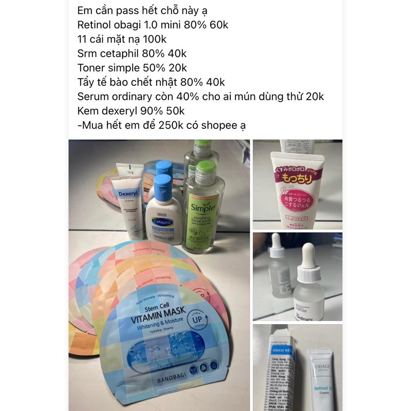 Pass toàn bộ mĩ phẩm chính hãng ạ