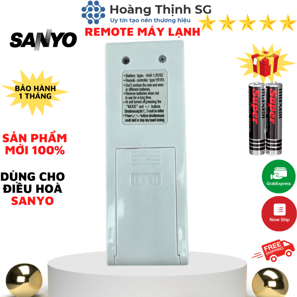Điều khiển điều hoà SANYO, remote máy lạnh SANYO - tặng kèm pin