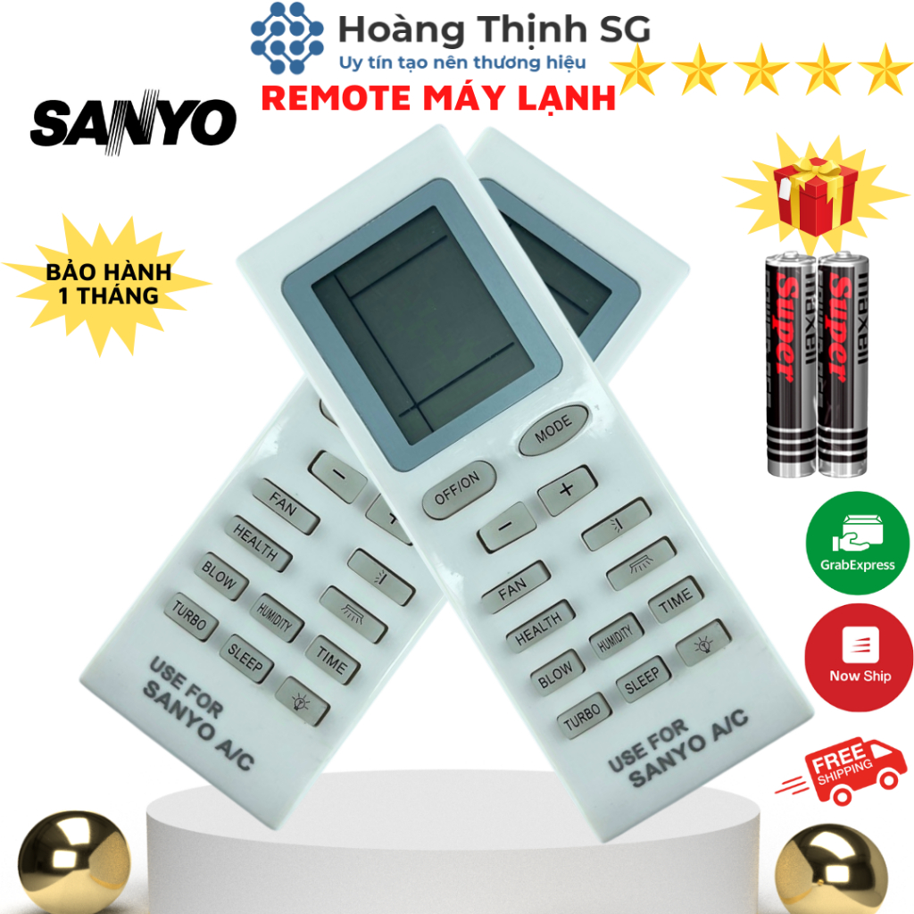 Điều khiển điều hoà SANYO, remote máy lạnh SANYO - tặng kèm pin